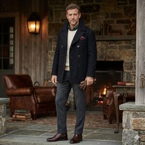 VTG US Navy USN Pea Coat Mens 38S Kersey Wool Military Issue 8405-01-154-5784